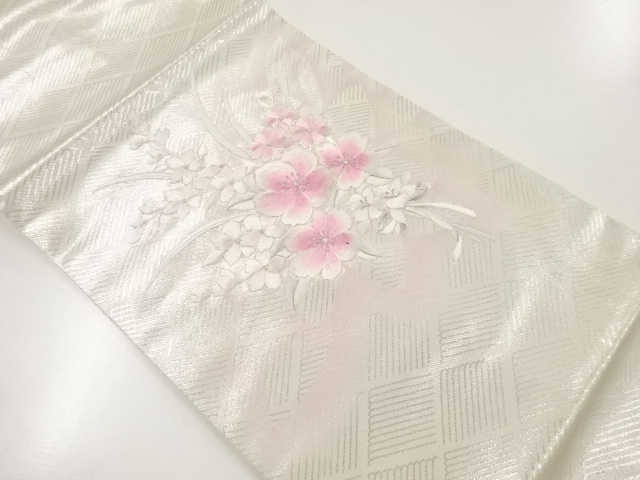 リサイクル　花模様刺繍名古屋帯